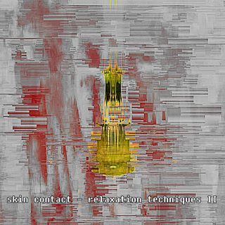 glitchy abstract image, mostly grey with reddish accents, and an indistinct yellowish shape in the middle